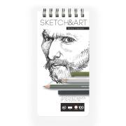 SKETCHBOOK 105х220 мм 100 л. пухлая 60 гр. на гребне, ДЛЯ СКЕТЧИНГА И ЭСКИЗОВ SKETCH&ART BV