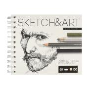 SKETCHBOOK 180х155 мм 100 л. пухлая 60 гр. на гребне, ДЛЯ СКЕТЧИНГА И ЭСКИЗОВ SKETCH&ART BV