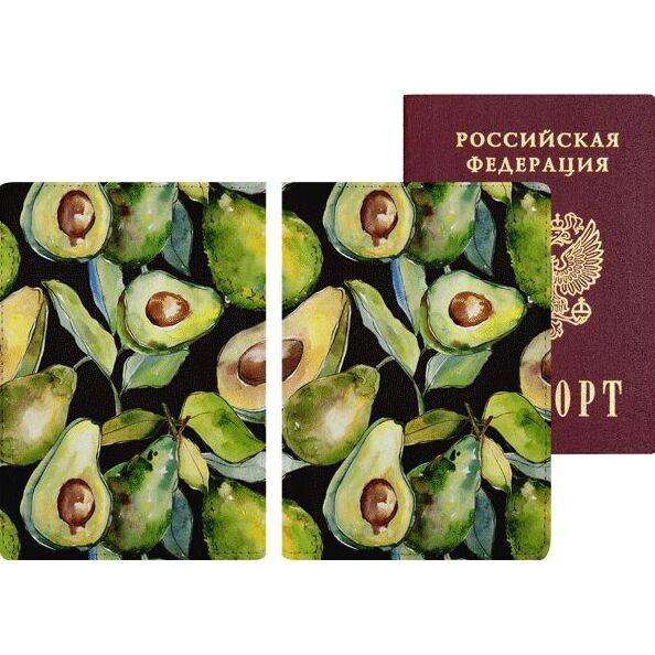 Обложка д/паспорта "deVENTE. Avocado" 10x14 см, искусственная кожа, поролон, цветная печать, отстроч