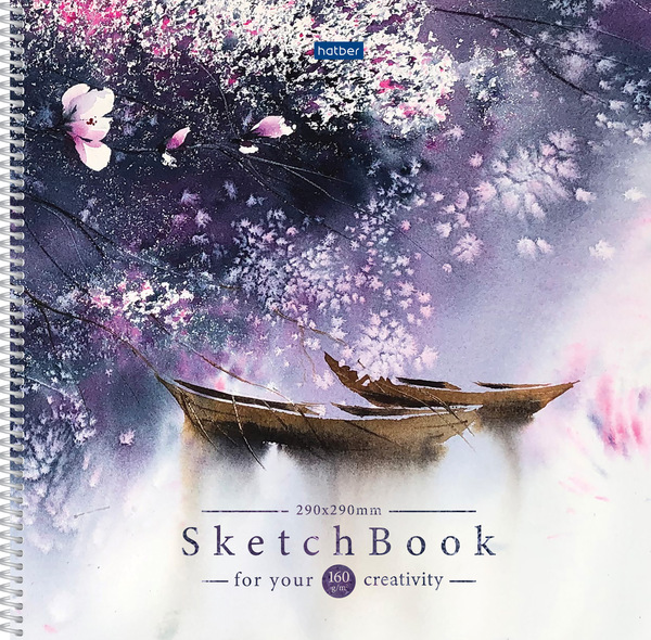 Тетрадь SketchBook 32л А3 160г/кв.м без линовки на спирали Цветение сакуры"Premium" 