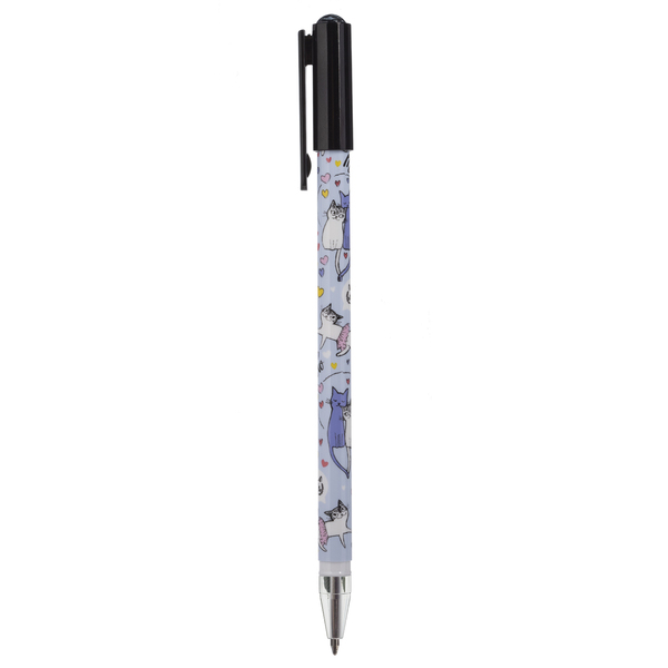 Ручка шариковая 0,7 мм Hatber Cats Синяя на масл.основе -Ассорти- 12шт.