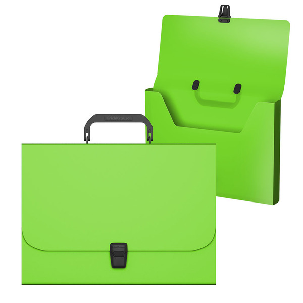 Портфель пластиковый ErichKrause® Matt Neon, A4, зеленый (в пакете по  1шт.)