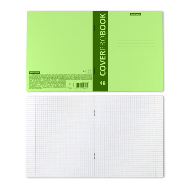 Тетрадь А5+ 48 л. кл. пластик. обл. ErichKrause® Neon, зеленый