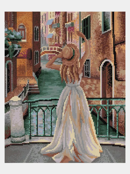 Алмазная мозаика 40*50 KiKi "Отпуск в Венеции" на подрамнике полная выкладка