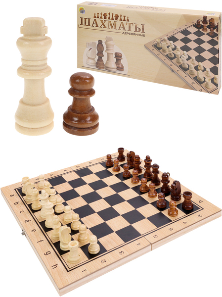 Шахматы деревянные (24х12х3 см), фигуры дерево, в коробке