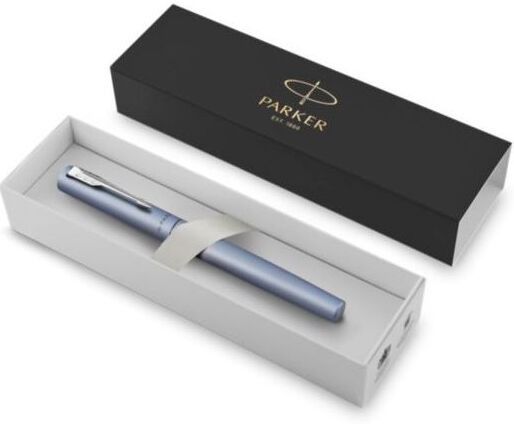 Ручка-роллер "Parker Vector XL корп.серебристый/синий F чернила черные подар.кор.