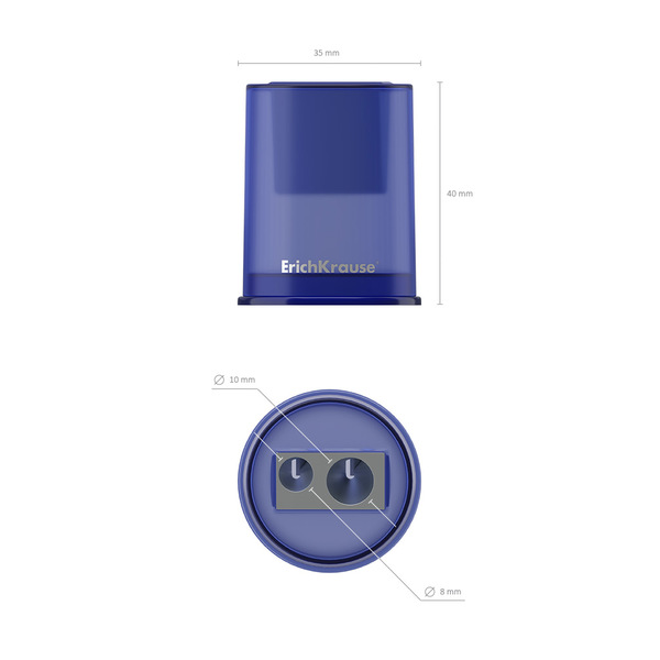 Точилка 2 отв. металлическая ErichKrause® Ferro Container Plus, с контейнером, цвет корпуса ассорти