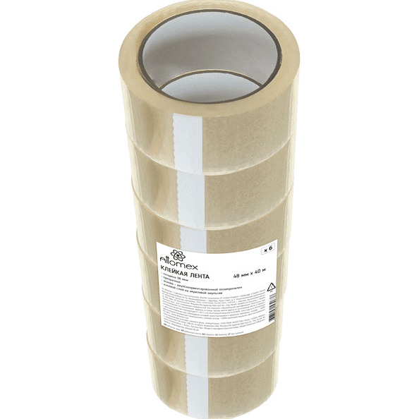 Клейкая лента упаковочная 48 мм * 40 м "Attomex" прозрачная, 38 мкм, реальная намотка