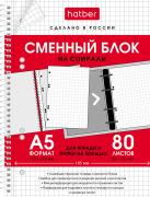 Сменный блок 80 л. А5 кл. для тетрадей на кольцах Универсальная перфорация  в индив.упак.