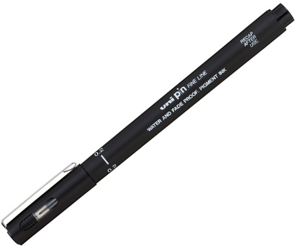 Линер Uni PIN02-200(S) черный, 0.2 мм.