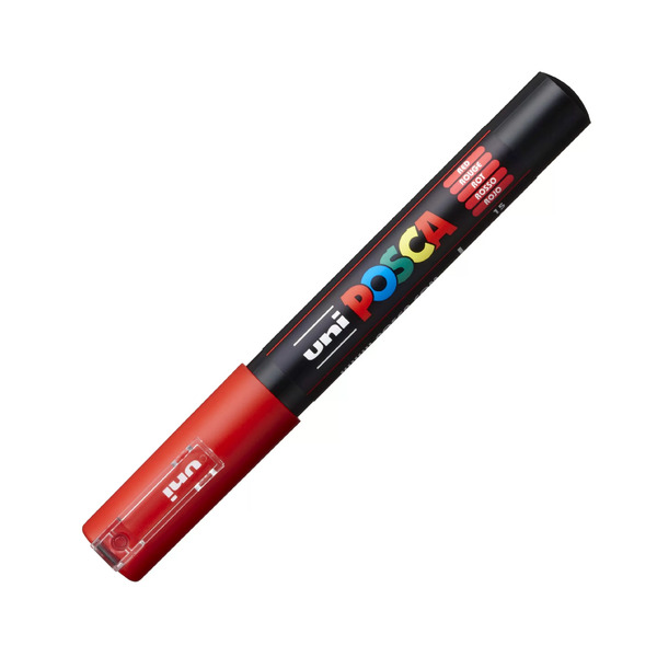 Маркер акрил. POSCA PC-1M красный, 0.7 мм, пулевидныйнаконечник (номер цвета15)