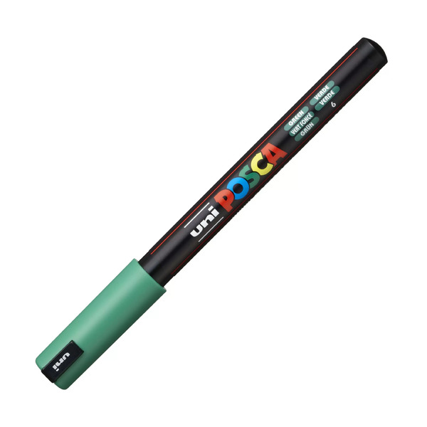 Маркер акрил. POSCA PC-1MR зелёный, 0.7 мм, игольчатый наконечник (номер цвета6)