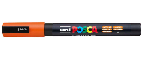 Маркер акрил. POSCA PC-3M оранжевый, 0.9 - 1.3 мм,пулевидныйнаконечник(номер цвета 4)