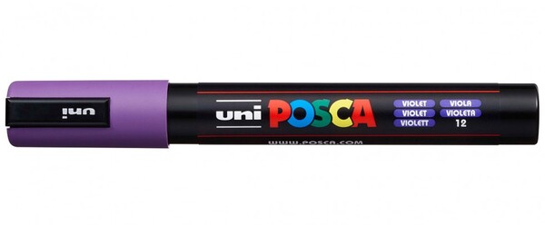 Маркер акрил. POSCA PC-5M фиолетовый, 1.8 - 2.5 мм, пулевидныйнаконечник(номер цвета 12)