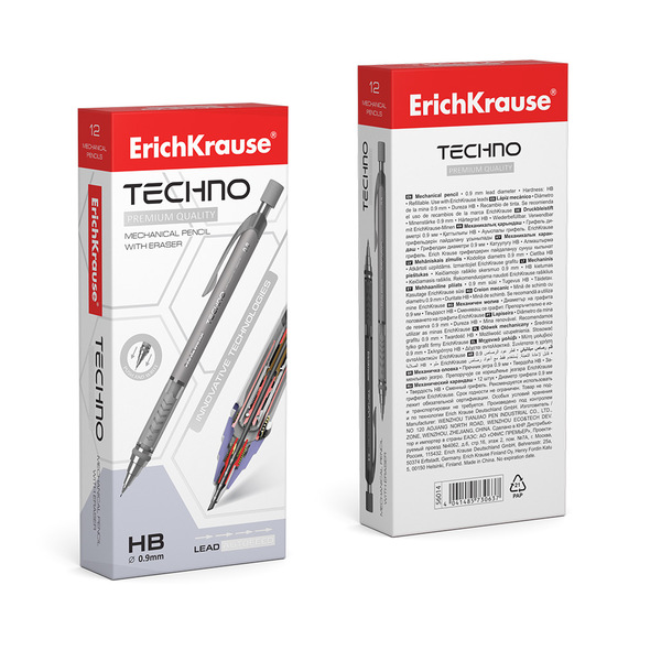 Карандаш автомат. 0,9 мм ErichKrause® Techno HB (в коробке 12 шт.)