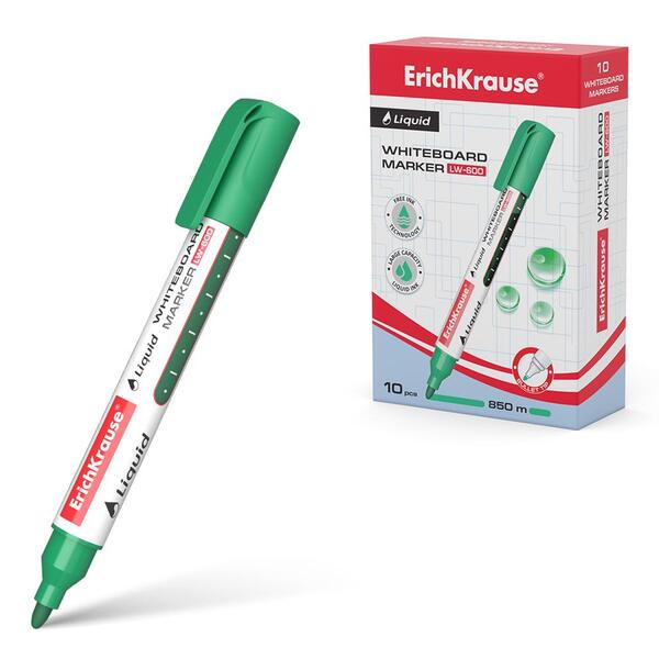 Маркер для доски с жидкими чернилами ErichKrause® Liquid LW-600, цвет чернил зеленый
