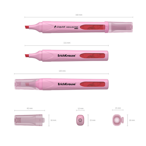 Маркер-текстовыделитель ErichKrause® Liquid Visioline V-14 Pastel, розовый,жид.чернила 