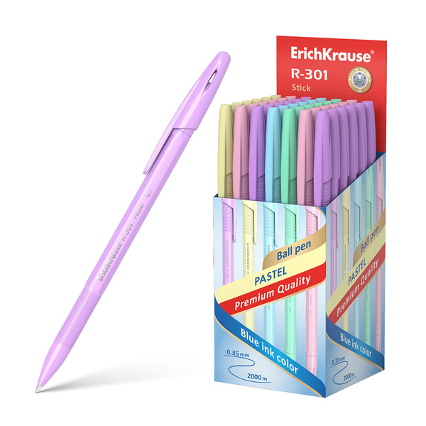 Ручка шариковая 0,7 мм ErichKrause® СИНЯЯ R-301 Pastel Stick 