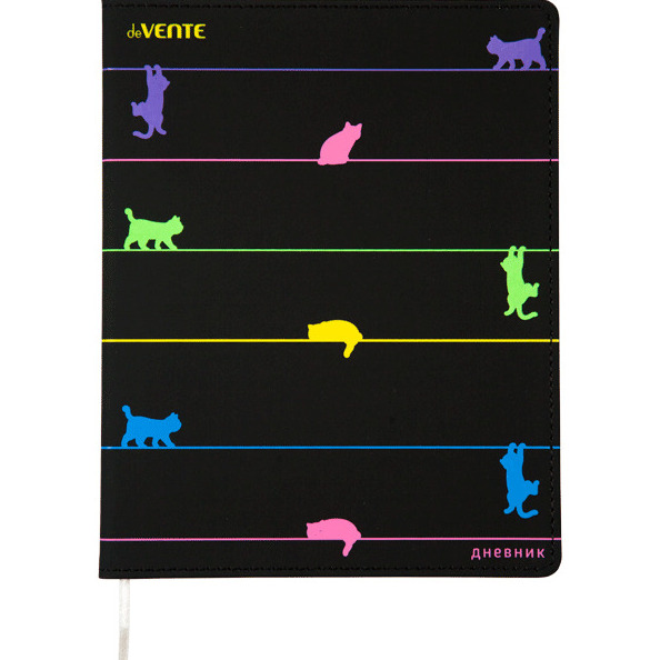 Дневник 1-11 кл. 48 л. "deVENTE. Neon Cat" гибкая обложка из искусственной кожи, шелкография, отстро