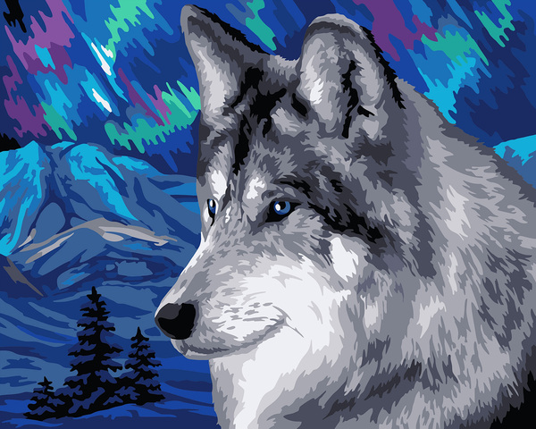 Картина по номерам 50*40 "Волк в лесу" "ФРЕЯ"