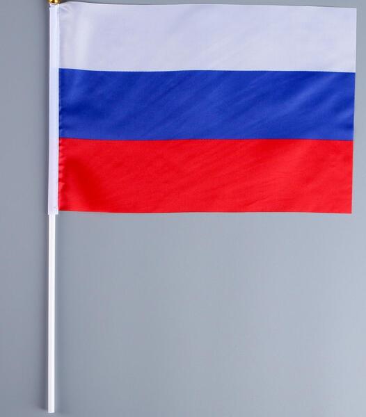Флаг 20*30 см "России" шток 40 см, полиэфирный шёлк