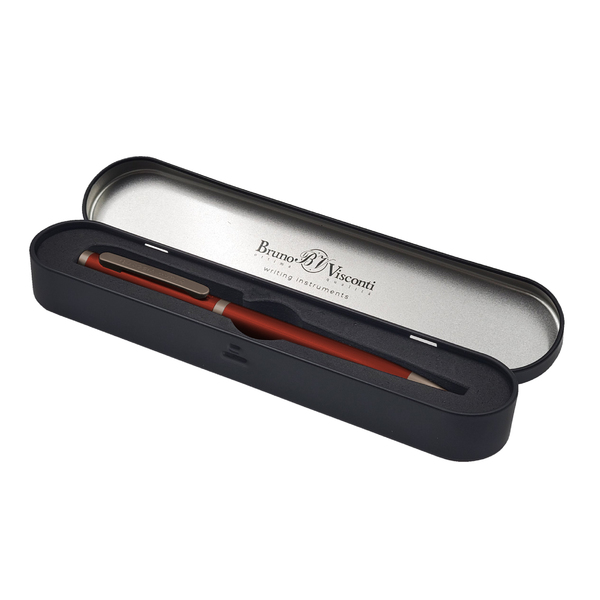 Ручка "FIRENZE" в метал. футляре 1.0 ММ, СИНЯЯ (корпус красный, футляр черный)