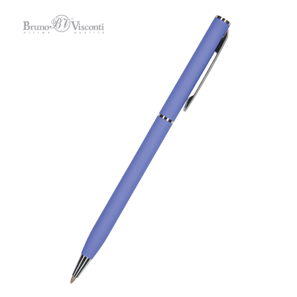 Ручка "PALERMO" в метал. футляре 0,7 ММ, СИНЯЯ  (фиолетовый корпус, футляр черный)