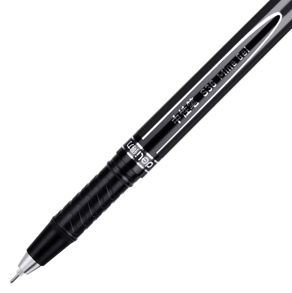 Ручка гелевая 0,5 мм Deli, ЧЁРНАЯ, черный корпус (линия 0,35мм)