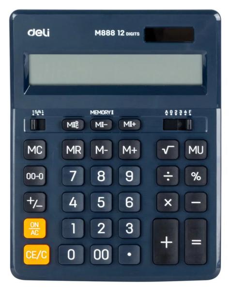 Калькулятор 12 разр., Deli синий