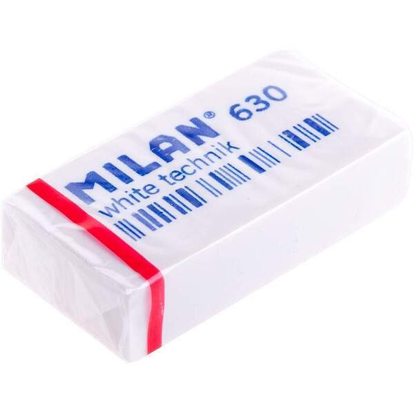 Ластик Milan "White Technic 630", прямоугольный, пластик, 39*19*9мм
