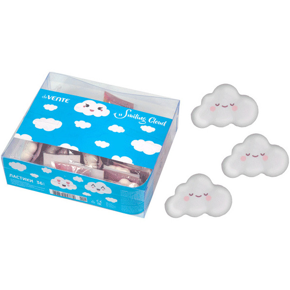 Ластик "deVENTE. Smiling Cloud" в форме облачка, 40x26x15 мм, в индивидуальной упаковке со штрих код