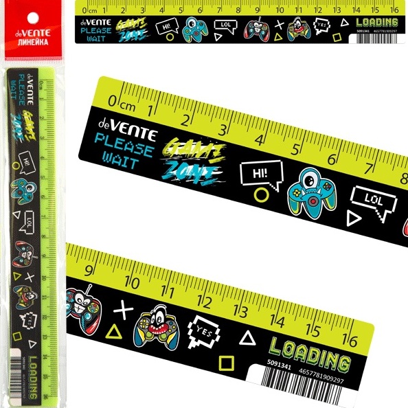 Линейка 16 см. "deVENTE. Game Zone" с дизайном, с индивидуальной маркировкой, с цветным стикером