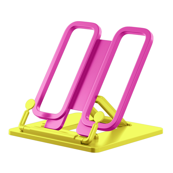 Подставка для книг пластиковая ErichKrause® Base, Neon Solid, желтая с розовым держателем