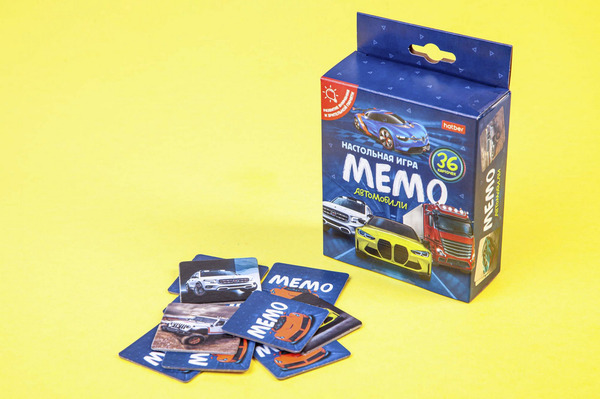 Игра настольная МЕМО 36 карточек "Машины"- в инд.упак.с европодвесом