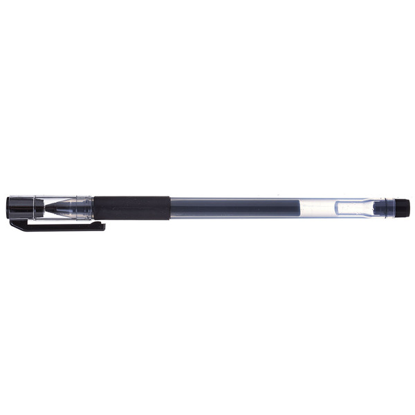 Ручка гелевая 0,5 мм Hatber Pick Черная с резиновым грипом  12шт. в картонной коробке