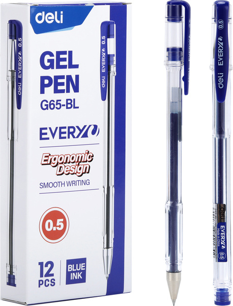 Ручка гелевая 0,5 мм Deli EveryU  корп.прозрачный чернила син.