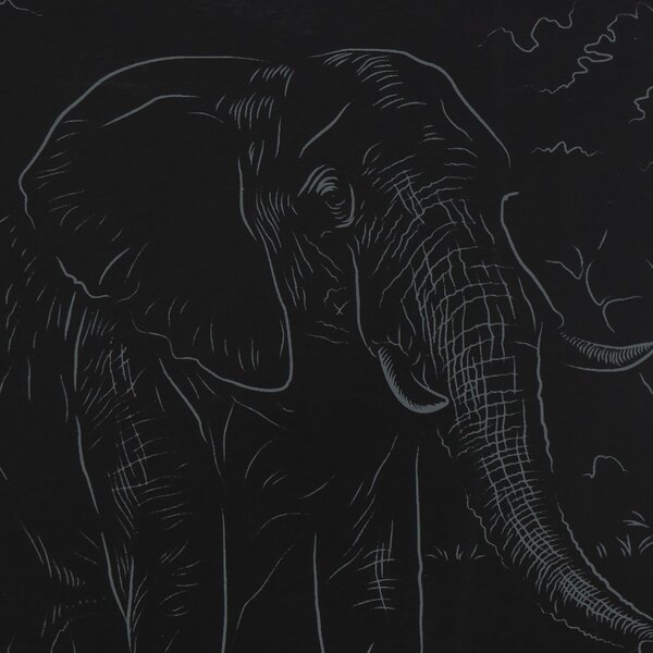 Гравюра А5+ 18*24 Животные Африки "Большой слон" (серебро)