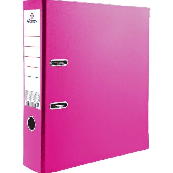 Папка-регистратор 50 мм "Attomex" PP разобранная, ярко-розовая, металлическая окантовка, запечатка ф