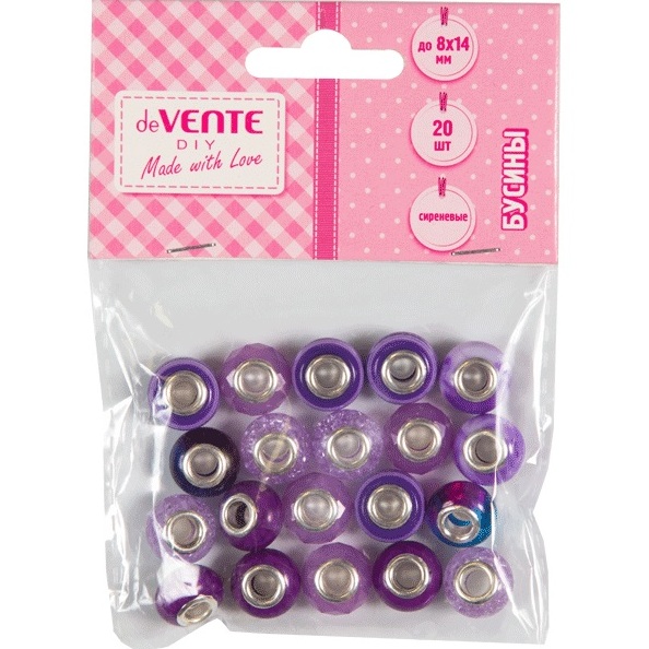 Бусины-шармы декоративные "deVENTE. Lilac Garden" акриловые, 8x14 мм, 20 шт, в пластиковом пакете с 