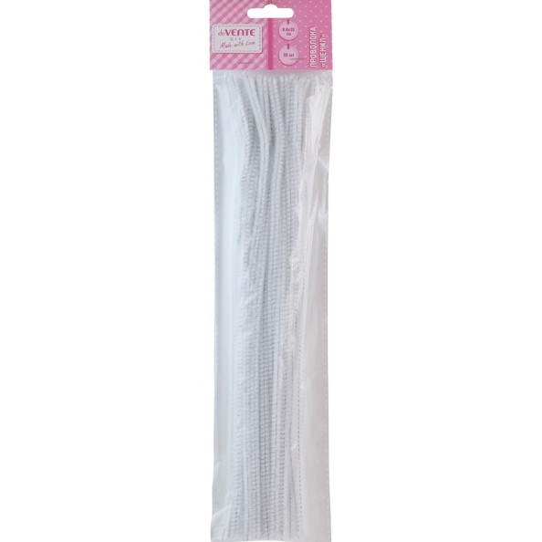 Проволока пушистая Шенил "deVENTE" 0,6x30 см, 30 шт, цвет белый, в пластиковом пакете