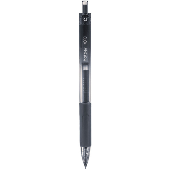 Ручка гелевая автомат. 0,5 мм Hatber -NORD- Черная чернила fast dry  12шт. в картонной коробке