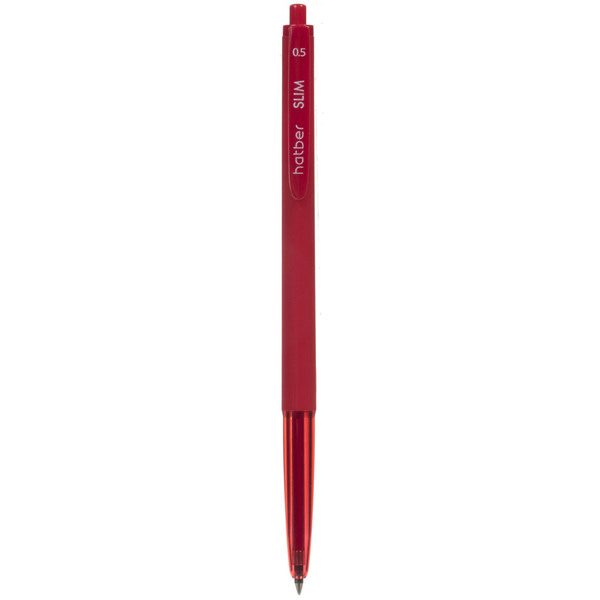 Ручка шариковая автомат. 0,7 мм Hatber Slim Красная чернила на масл.основе soft ink  
