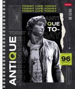 Тетрадь 96 л. кл. на гребне "Современная античность" 65г/кв.м мат ламин,тиснение 2 диз. в блоке