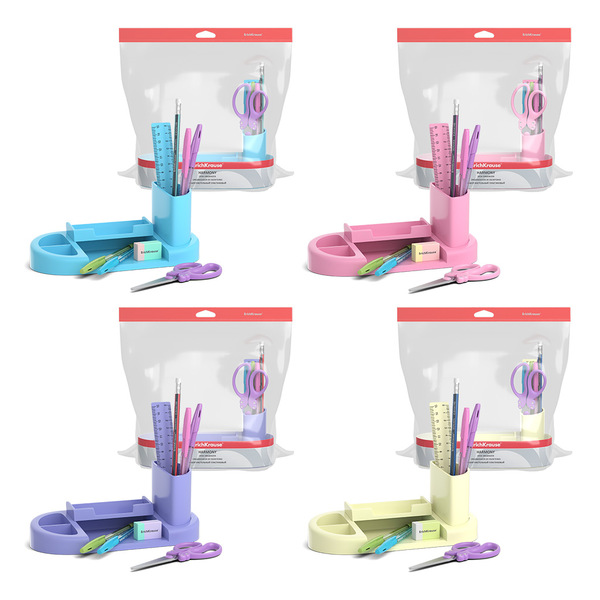 Набор настольный пластиковый ErichKrause® Harmony, Pastel, ассорти из 4 цветов