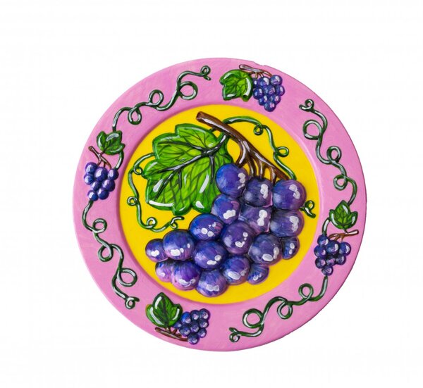 Роспись по тарелке "Виноград" 3D