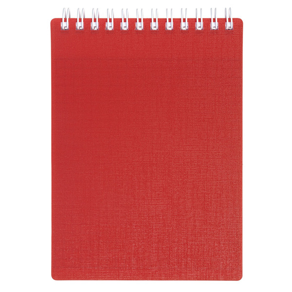 Блокнот А7 80 л. кл. на гребне "CANVAS" красный, пластиковая обложка