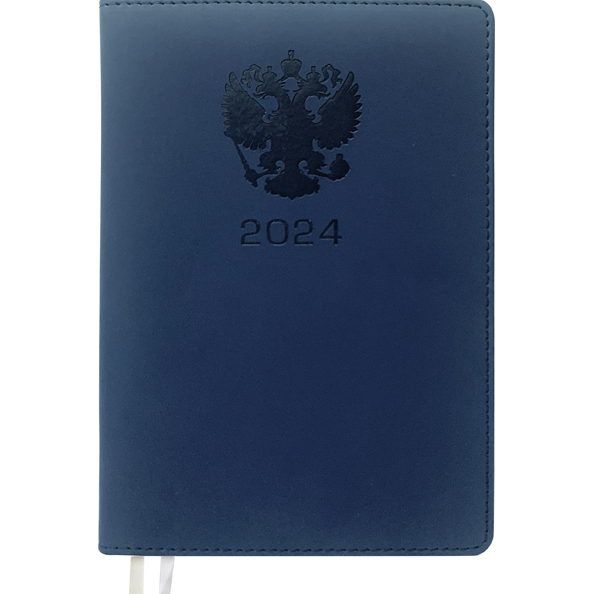 Ежедневник 2024 "deVENTE. Emblem" A5 (145 ммx205 мм) 352 стр,синий, кремовая бумага, тв. обложка