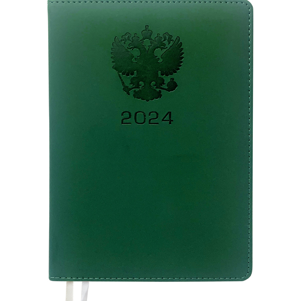 Ежедневник 2024 "deVENTE. Emblem" A5 (145 ммx205 мм) 352 стр, зеленый,кремовая бумага, тв. обложка