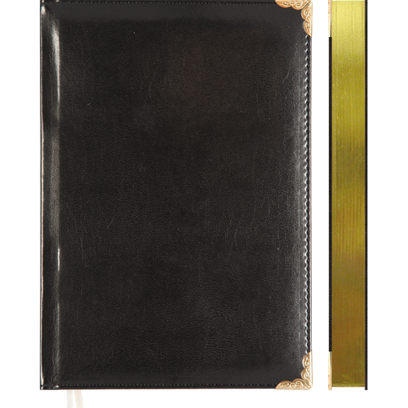 Ежедневник 2024 "deVENTE. Bellagio" B6 (120 ммx170 мм) 352 стр, черный, золотой срез,металл.уголки
