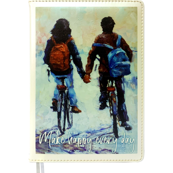 Ежедневник недат А5 160 л. "deVENTE. Couple on bicycles" перламутровый, тв.обложка из искусственной 